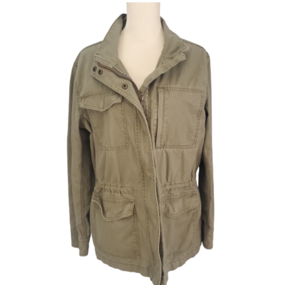 Marine Layer Lawton Olive Green Utility Jacket Pockets Zip Closure Size XL
